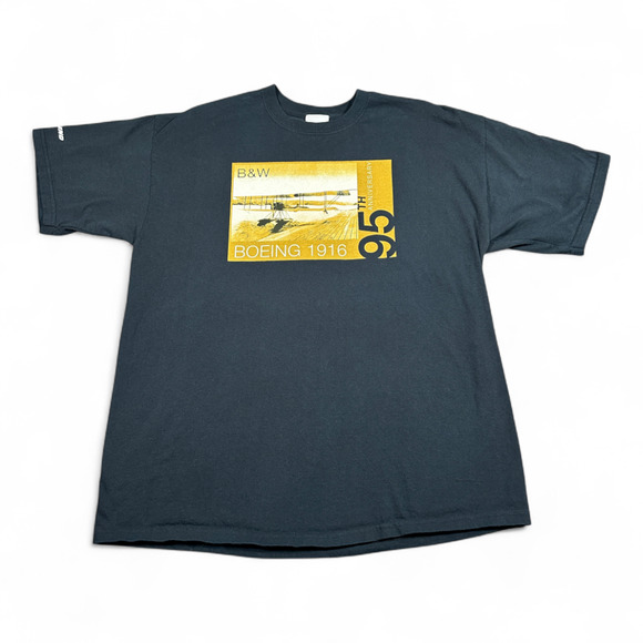 Boeing Shirt Adult EXTRA LARGE Black Aviation Airplane 95th Anniversary Company - Picture 1 of 6